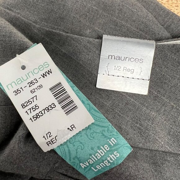 Maurices Womens Flat Front Bootcut Dress Pants Gray Striped Size 1/2R New - Picture 10 of 10